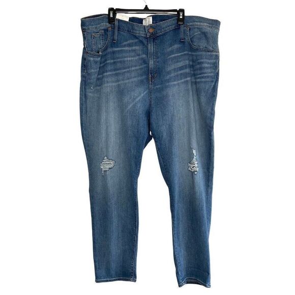 CASLON Womens Arden High Waisted Boyfriend Denim Jeans NEW Distressed Stretch 48 - Picture 1 of 9